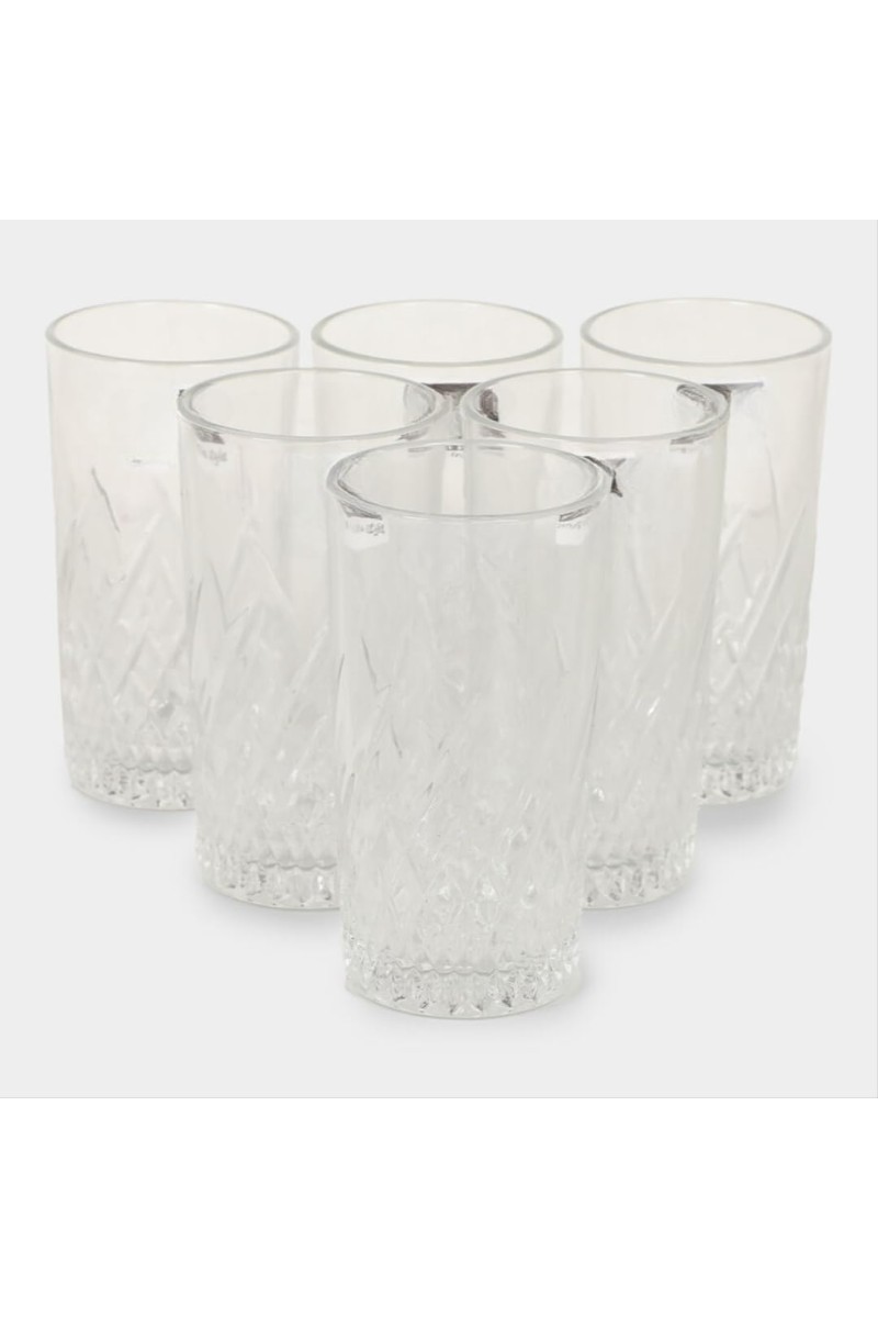 Hitech Sales Versatile White Glass Tumbler Set - 6 Tumblers, 255ml, Durable for Everyday Use