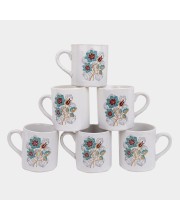 Hitech Sales 140 ml Stoneware Cup Set of 6 White | Durable & Microwave Safe | Set for Tea/Coffee Elegant Design