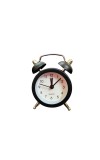 Small Twin-Bell Analog Alarm Clock for Bedroom | Loud Vintage Alarm, Battery Operated Mini Table Clock for Kids & Adults | Portable Classic Bedside Clock (1 Pc) (3.8 inch/2inch) Black