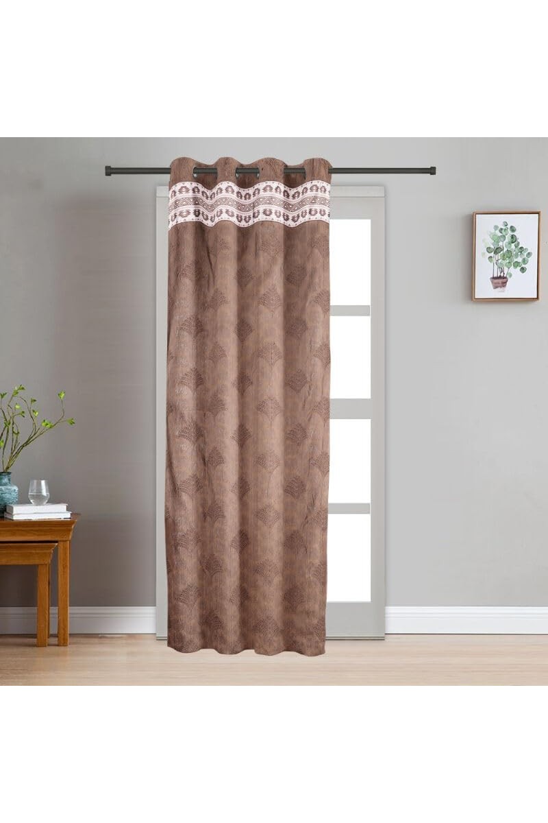 Home Beautiful 7ft. Rich Chocolate Brown Embossed Eyelet Window Curtains - (M2761)