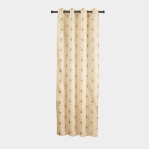 Home Beautiful 7ft. Beige Printed Eyelet Window Curtains - (M2748)