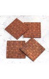Antique Finish Modern Wooden Coasters – Set of 4 | Handcrafted Tea & Coffee Drink Mats | Rustic Table Coaster Set for Home, Office & Gift Use