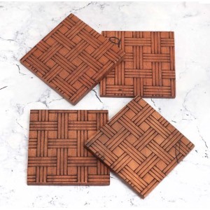 Antique Finish Modern Wooden Coasters – Set of 4 | Handcrafted Tea & Coffee Drink Mats | Rustic Table Coaster Set for Home, Office & Gift Use