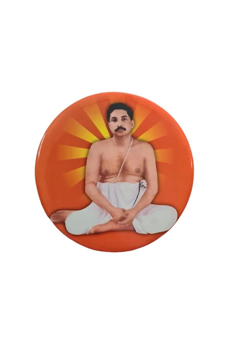 Stainless Steel Round Anukul Thakur Fridge Magnet | Devotional & Decorative Refrigerator Magnet for Home & Office | Pack of 1