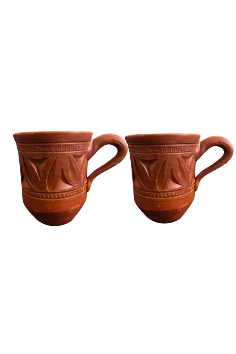 Handcrafted Terracotta Clay Mug with Handle – Eco-Friendly Traditional Kulhad Style Cup for Tea & Coffee (300 ml Approx) (2)