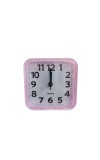 Alarm Clock Compact Pink Square Quartz – 3.48 Inch Silent Desk/Table Clock for Bedroom, Study & Travel