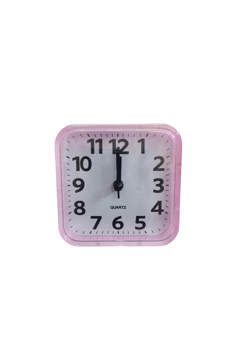 Alarm Clock Compact Pink Square Quartz – 3.48 Inch Silent Desk/Table Clock for Bedroom, Study & Travel