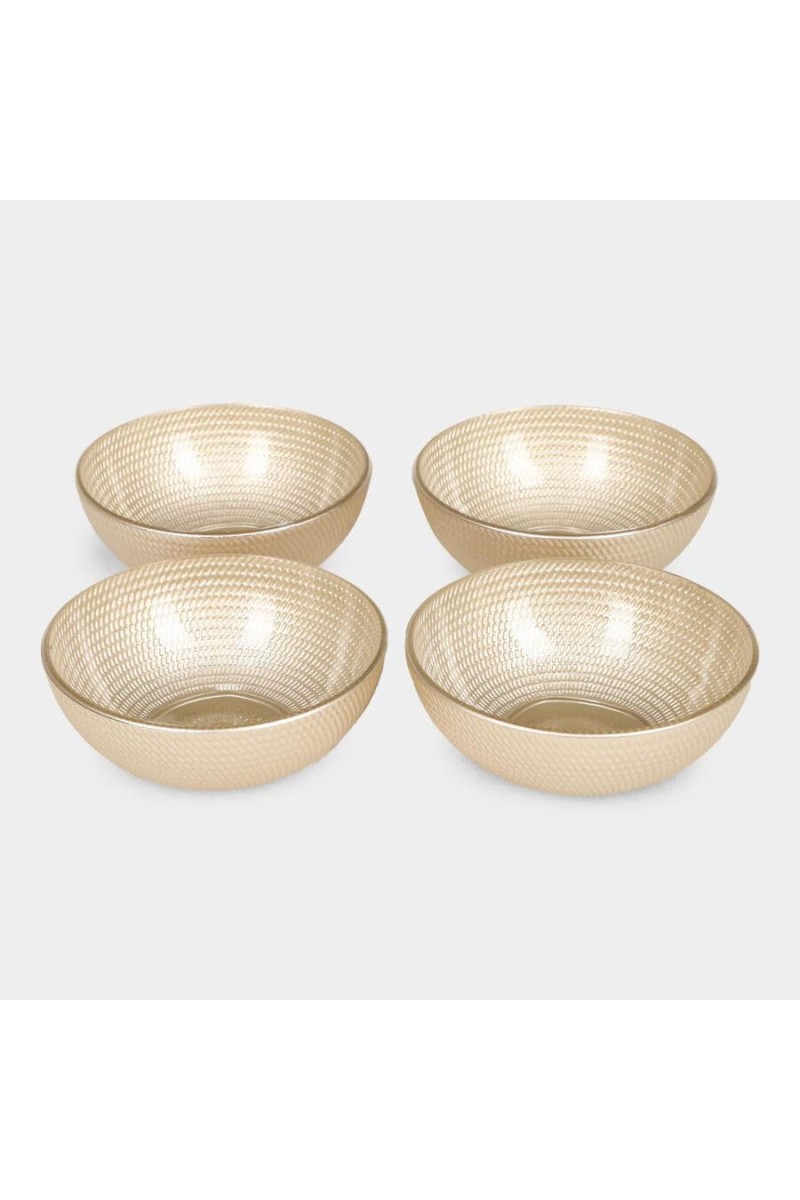 Hitech Sales Yellow Glass Bowl Set - 4 Bowls, 250ml, Perfect for Desserts & Snacks
