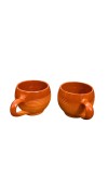 Terracotta Tea Cups with Handle (Set of 2) | Handcrafted Clay Kulhad Cups | Eco-Friendly Traditional Tea & Coffee Cups.