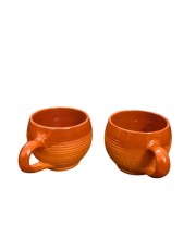 Terracotta Tea Cups with Handle (Set of 2) | Handcrafted Clay Kulhad Cups | Eco-Friendly Traditional Tea & Coffee Cups.
