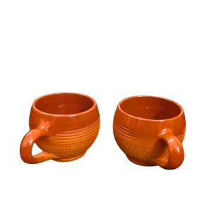 Terracotta Tea Cups with Handle (Set of 2) | Handcrafted Clay Kulhad Cups | Eco-Friendly Traditional Tea & Coffee Cups.