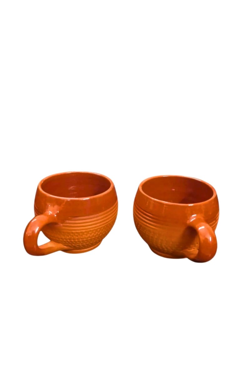 Terracotta Tea Cups with Handle (Set of 2) | Handcrafted Clay Kulhad Cups | Eco-Friendly Traditional Tea & Coffee Cups.