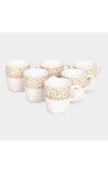 Hitech Sales 120 ml Stoneware Cup Set of 6 Brown | Durable & Microwave Safe | Set for Tea/Coffee Elegant Design