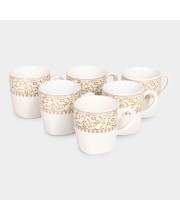 Hitech Sales 120 ml Stoneware Cup Set of 6 Brown | Durable & Microwave Safe | Set for Tea/Coffee Elegant Design