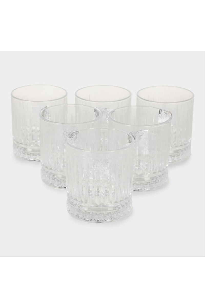Hitech Sales White Glass Tumbler Set - 6 Tumblers, 310ml