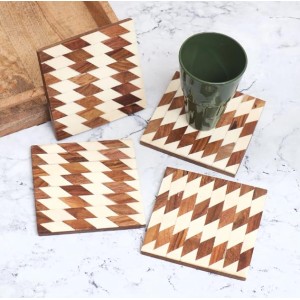 Modern Decorative Wooden Coasters – Set of 4 | Stylish Drink Mats for Tea, Coffee & Beverages | Elegant Wooden Coaster Set for Home, Office & Gifting Modern Decorative Wooden Coasters – Set of 4 | Stylish Drink Mats for Tea, Coffee & Beverages | Elegant Wooden Coaster Set for Home, Office & Gifting
