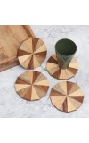 Modern Circle-Shaped Brown Wooden Coasters – Set of 4 | Round Drink Mats for Tea, Coffee & Beverages | Handcrafted Wooden Coaster Set for Home & Office Use