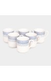 Hitech Sales 120 ml Stoneware Cup Set of 6 Blue | Durable & Microwave Safe | Set for Tea/Coffee Elegant Design