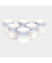 Hitech Sales 120 ml Stoneware Cup Set of 6 Blue | Durable & Microwave Safe | Set for Tea/Coffee Elegant Design