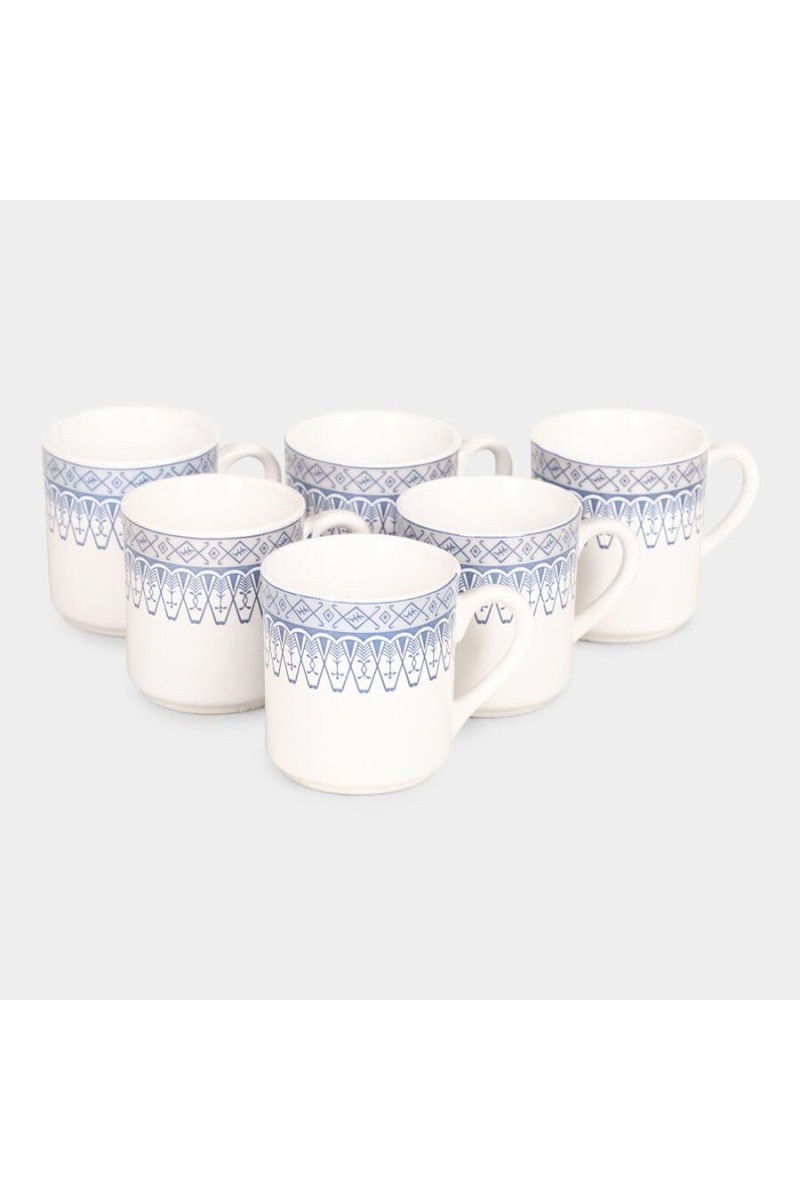 Hitech Sales 120 ml Stoneware Cup Set of 6 Blue | Durable & Microwave Safe | Set for Tea/Coffee Elegant Design