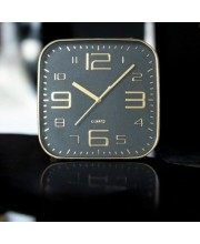 Square Golden Color Analog Wall Clock with Gold Numbers | Silent Sweep Quartz Movement | Decorative Wall Clock for Home, Office, and Living Room | Length-Breadth-Height 24.2cm x 24.2cm x 3.5cm