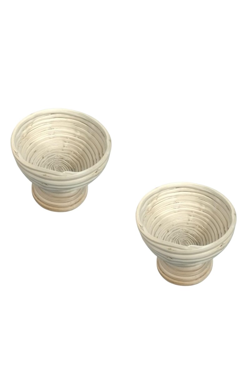 Handcrafts Laxmi Kucha Bowl – Handmade Natural Cane Woven Bowl for Home Décor & Storage (Set of 2)