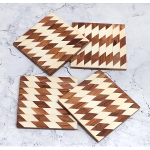 Modern Decorative Wooden Coasters – Set of 4 | Stylish Drink Mats for Tea, Coffee & Beverages | Elegant Wooden Coaster Set for Home, Office & Gifting Modern Decorative Wooden Coasters – Set of 4 | Stylish Drink Mats for Tea, Coffee & Beverages | Elegant Wooden Coaster Set for Home, Office & Gifting