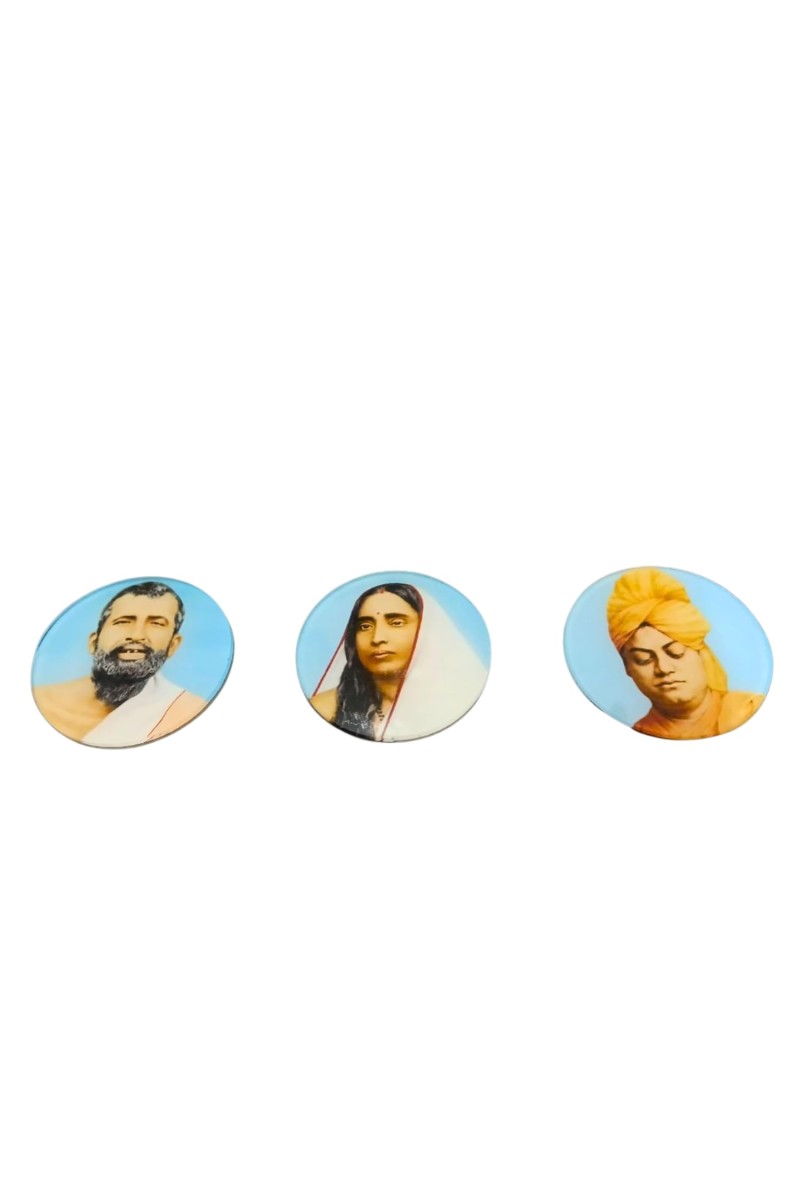 Sri Ramakrishna, Sarada Maa & Swami Vivekananda Photo Fridge Magnet | Round Spiritual Magnet for Home & Office