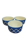 Ceramic Serving Bowls Set of 3 – Blue & White Printed Snack Bowls for Kitchen, Dessert, Soup, Cereal & Dry Fruits