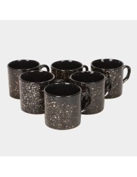 HiTech Sales 120 ml Stoneware Cup Set - Set of 6 (Black) | Durable & Microwave Safe | Ideal for Tea & Coffee
