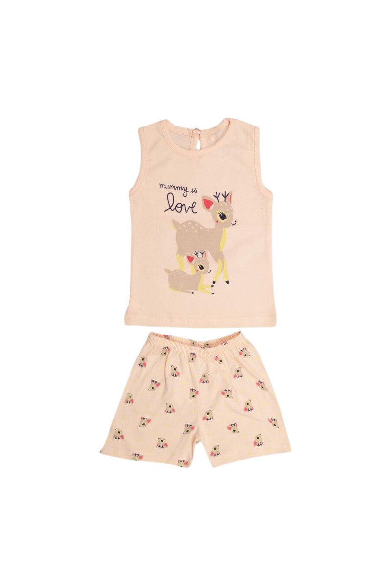 Infant Girls' 100% Cotton Short Set – Soft Breathable Summer Outfit for Baby and Toddler Girls, 2-Piece Clothing Set (Peach, 18-24 Months)