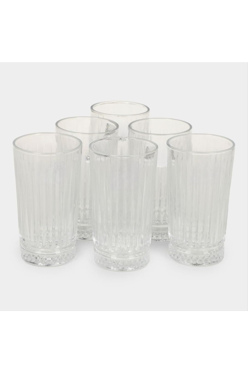 Hitech Sales Classic White Glass Tumbler Set - 6 Tumblers, 255ml, Durable Drinkware