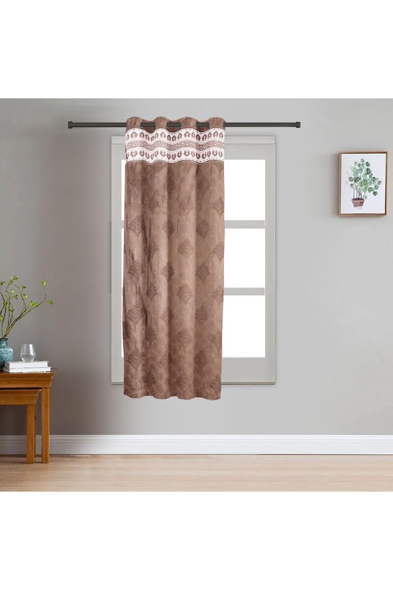 Home Beautiful 5ft. Rich Chocolate Brown Embossed Eyelet Window Curtains - (M2762)