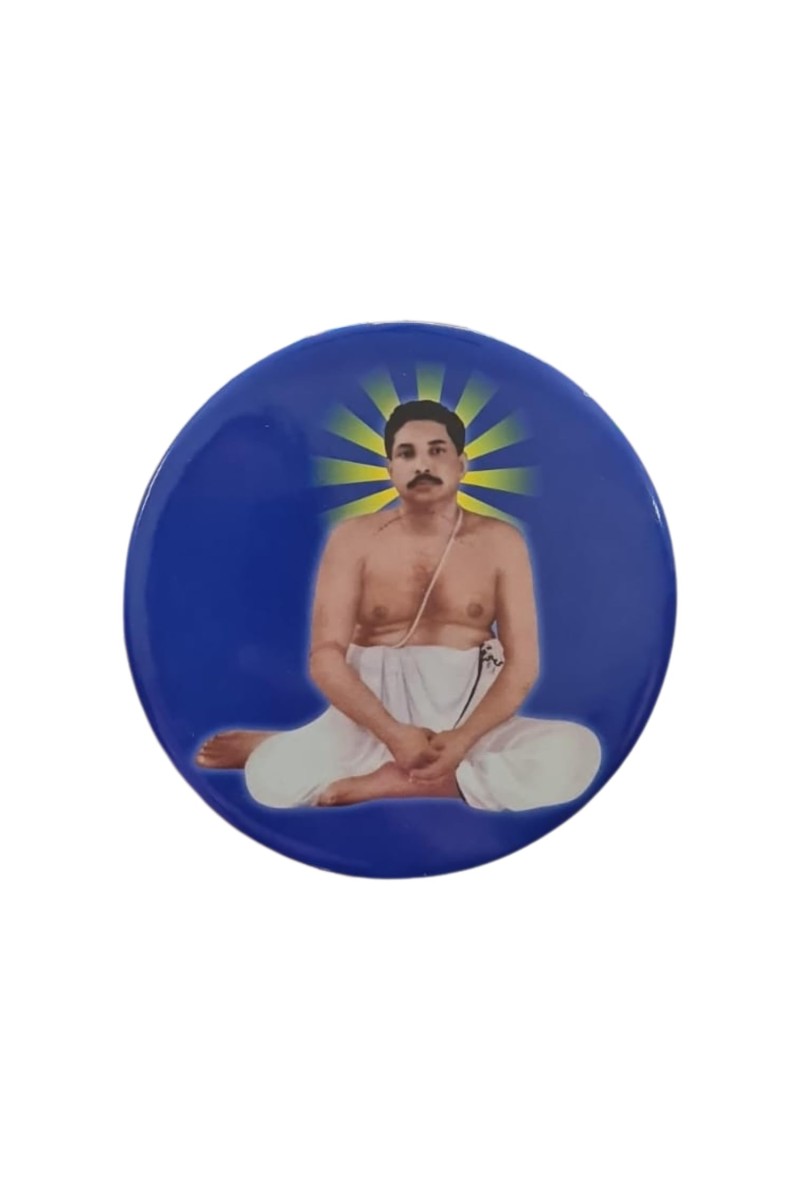 Stainless Steel Round Anukul Chandra Thakur Fridge Magnet | Devotional & Decorative Refrigerator Magnet for Home & Office | Pack of 1