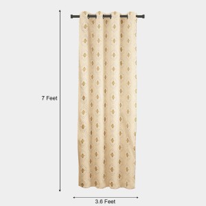Home Beautiful 7ft. Beige Printed Eyelet Window Curtains - (M2748)