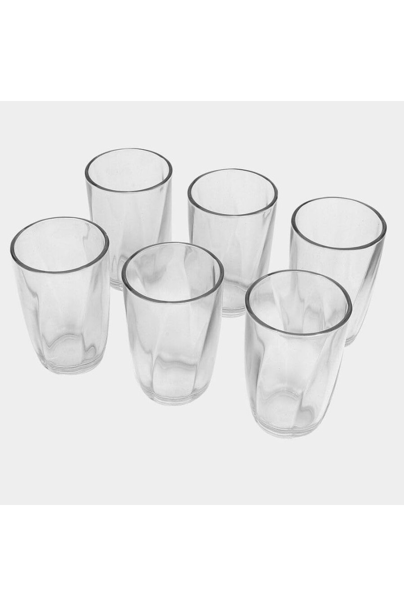 Hitech Sales White Glass Tumbler Set - 6 Tumblers, 200ml, Ideal for Small Servings