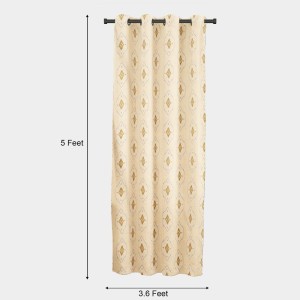 Home Beautiful 5ft. Beige Printed Eyelet Window Curtains - (M2754)