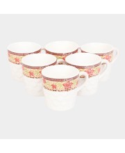 Hitech Sales 120 ml White Stoneware Cup Set of 6 Multicolor | Durable & Microwave Safe | Set for Tea/Coffee