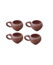 Handcrafted Clay Tea Cup Natural Terracotta Mug Eco-Friendly Pottery Hand Made Kulhad (Set of 4)