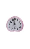 Cute Pink Heart-Shaped Quartz Alarm Clock – 3.48 Inch Silent Analog Desk for Kids, Travel & Bedroom Decor