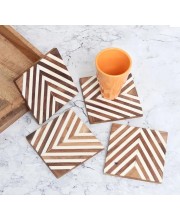 Modern Handcrafted Wooden Coasters – Set of 4 | Stylish Drink Mats for Tea, Coffee & Beverages | Durable Table Coaster Set for Home & Office Décor