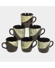 Hitech Sales 120 ml Stoneware Cup Set of 6 Black | Durable & Microwave Safe | Set for Tea/Coffee Elegant Design