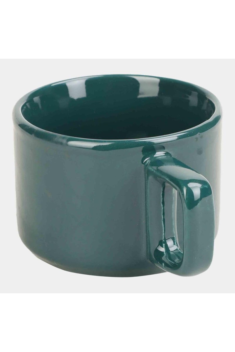 Hitech Sales 100 ml Stoneware Cup Green | Microwave Safe Ceramic Cup | Ideal for Daily Use