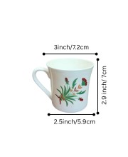 Ceramic Tea & Coffee Cups Set of 6 with Floral Design | White Printed Coffee Mugs for Home, Office & Gifting | Microwave & Dishwasher Safe Ceramic Tea & Coffee Cups Set of 6 with Floral Design | White Printed Coffee Mugs for Home, Office & Gifting | Microwave & Dishwasher Safe