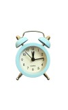 Small Twin-Bell Analog Alarm Clock for Bedroom | Cute Light Sky Blue Vintage Table Clock with Loud Alarm | Battery Operated Mini Bedside Clock for Kids & Adults (1 Pc) (3.8/5inch) (Sky Blue)