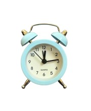 Small Twin-Bell Analog Alarm Clock for Bedroom | Cute Light Sky Blue Vintage Table Clock with Loud Alarm | Battery Operated Mini Bedside Clock for Kids & Adults (1 Pc) (3.8/5inch) (Sky Blue)