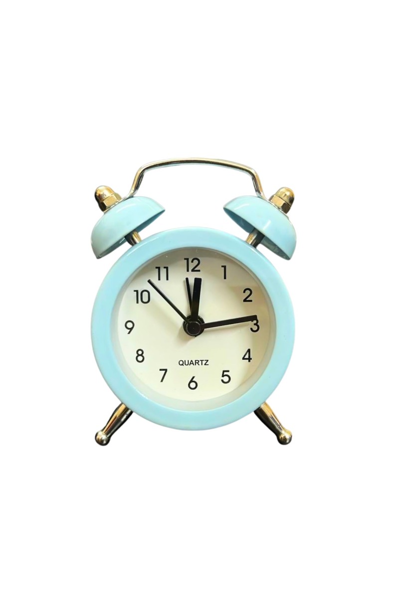 Small Twin-Bell Analog Alarm Clock for Bedroom | Cute Light Sky Blue Vintage Table Clock with Loud Alarm | Battery Operated Mini Bedside Clock for Kids & Adults (1 Pc) (3.8/5inch) (Sky Blue)