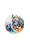 Stainless Steel Round Krishna Fridge Magnet | Decorative Spiritual Magnet for Home & Office | Pack of 1