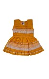 Cotton Baby Girl Frock for 0-9 Months – Soft & Stylish Sleeveless Dress with Lace Design for Newborns & Infants (1, Yellow)