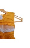 Cotton Baby Girl Frock for 0-9 Months – Soft & Stylish Sleeveless Dress with Lace Design for Newborns & Infants (2, Yellow)